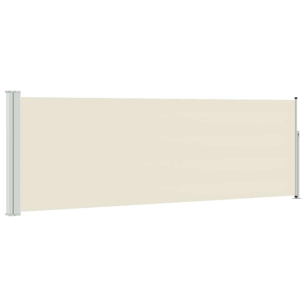 "vidaXL Patio Retractable Side Awning - Cream Coloured 100x300 cm Terrace Privacy Screen with UV and Tear Polyester and Sturdy Iron Base"