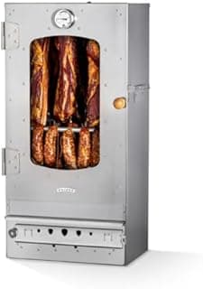 Fumoir KAISER COMPANY '50' en acier inoxydable de haute qualité, portable de 80 cm, pour fumer jusqu'à 10 kg de viande, chauffage au bois - 1