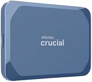 Crucial X10 2TB External Portable SSD Drive - Up to 2100MB/s, USB-C 3.2 Gen2, IP65 Dust and Water Resistant, External Solid State Drive, Matte Blue - CT2000X10SSD9-02