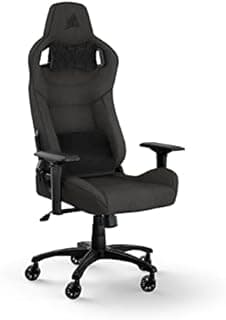 Corsair T3 RUSH Fabric (2023) Fauteuil Gaming – Inspiré des Sports Automobiles – Revêtement en Tissu Doux – Coussin Détachable pour La Nuque et Support Lombaire à Mémoire de Forme – Anthracite