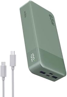 NOBIS 65W Batterie Externe 20000mAh, Batterie Externe Charge Rapide PD QC, 2*USB-C (in/Out) & 2*USB-A Power Bank avec écran Digital pour Ordinateur Portable, téléphone, Tablette, écouteurs