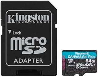 Kingston Canvas Go Plus microSDXC Memory Card Gen4 200MB/s A2 U3 V30 64GB Card + Adapter-SDCG4/64GB