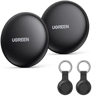 UGREEN FineTrack Mini 2 Pcak Compatible with Apple Find My (iOS only), Tracker Tag with 18-Month Replaceable Battery, 80dB Volume, Bluetooth Finder for Keys, Wallet, Luggage (Includes 2 Tag Holders)