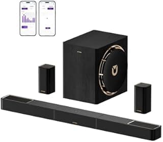 ULTIMEA Skywave X60 7.1.4ch Barre de Son TV sans Fil avec Dolby Atmos, Système Surround pour Home Cinema avec Caisson de Basses sans Fil 8" & 2 Haut-parleurs Surround, 840W, Fréquence Basse 28Hz - 1