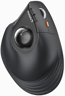 ProtoArc EM05 NL Vertikale Trackball Maus, Kabellos Bluetooth Rollerball Maus mit Fingerbedienung, Wiederaufladbare, 3-Geräte Verbindung, Kompatibel mit iPad Mac PC Laptop - Schwarz - 1