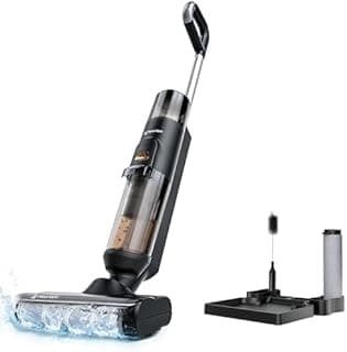 Hearten Aspirateur Laveur,Balai Aspirateur Laveur Smart 3 en 1 – Aspirateur avec Fonction Lavage, Auto-Nettoyant, Anti-Emmêlement, Écran LED, 0,7 mm, Auto-réglage, pour Sols et Poils d’Animaux