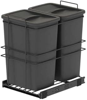 Emuca - Recycle bins for kitchen, 2 x 35 L, lower fixing and manual removal, Anthracite grey plastic
