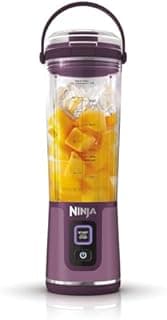 Ninja Blast Blender portable, 530 ml, couvercle résistant aux fuites et bec verseur, mini blender sans fil puissant, rechargeable, smoothies, shakes, mixe fruits et glaçons, violet, BC151EUPR