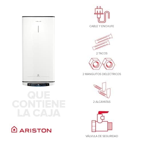 Ariston Velis Pro Wifi Electric Water Heater Low Power Consumption Multiple Positions 100L Flat with Wi-Fi and ECO EVO Function, 127.2 x 27.5 x 51.1 cm, for Installation in Spain - 6