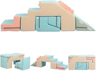 Asweets Blocs d'escalade en Mousse 4 en 1 pour Tout-Petits, Jouets d'escalade Et De Ramper d'Intérieur Doux pour Parcours Motricité Bébé, Ensemble De Jeu Doux Montessori Module Motricité