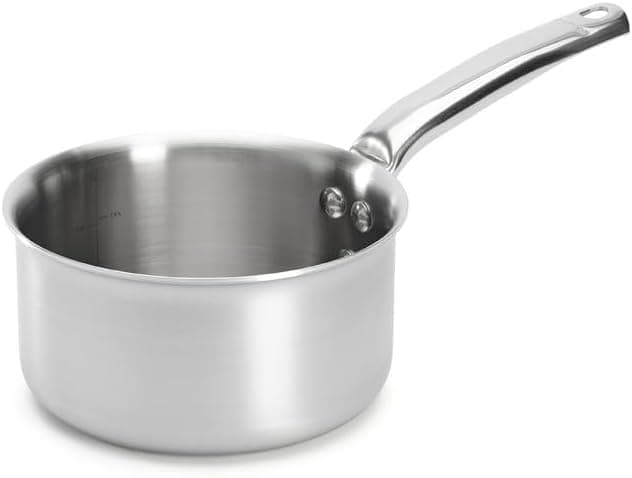 De Buyer - ALCHIMY 3-Layer Stainless Steel Saucepan - 16 cm - Made in France, Cooking Master, 18/10 Stainless Steel, All Heat Sources + Oven, Polished Brushed Finish - 1