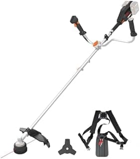 WORX WG084E.9 Cordless Scythe 40 V - Brushless Motor - 38 cm Trimming Diameter & 25.5 cm Blade Diameter - Two-Handle - Double Thread System - Lightweight and Compact Design - Without Battery and