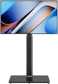 Universal Floor TV Stand with Mount 70 Degree Swivel 9 Level Height Adjustable and Space Saving Design for Most 27 to 65 inch LCD, LED OLED TVs, Perfect for Corner & Bedroom AX1006TB…