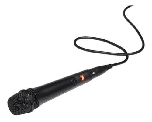 JBL PBM100 Wired Dynamic Vocal Microphone with 6.3 to 3.5 mm Plug-In Adapter Cable and Cardioid Polar Pattern, Black - 6