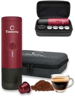 Terrestic Machine à Café Expresso Portable Électrique – Compatible Capsules Nespresso et Café Moulu, Rechargeable USB-C, avec Étui de Transport Rigide, Idéale pour Voiture, Camping et Voyage - 1