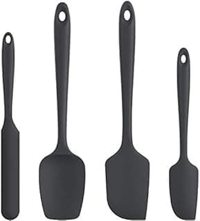 U-Taste Silicone Spatula Set of 4: 315 ℃ Heat-Resistant Flexible Food Grade Bowl Scraper, Seamless Rubber Kitchen Cooking Mixing Baking Scraping for Nonstick Cookware(Black) - 1