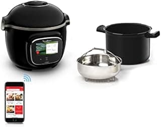 Moulinex Cookeo Touch Wifi Multicuiseur intelligent, Cuve 6 L, Haute pression, Guide pas à pas, 250 recettes intégrées, Application Moulinex CE902800, Noir - 1