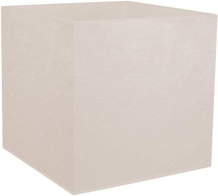 EDA - Square Pot 50 cm Volcania 57 L - Imitation Stone Decor - Double Wall - Water Retention Area - 49.5 x 49.5 x 49.5 cm - Beige Limestone - 1