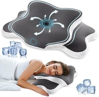 YunNasi Memory Foam Cervical Contour Pillow for Neck/Shoulder, Ergonomic Cooling Pillow, Orthopedic Neck Support Pillow with Removable and Washable Cover for Side/Back/Stomach Sleepers