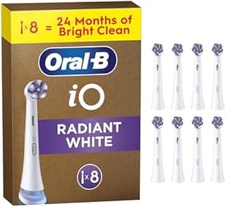 Oral-B iO Original Electric Toothbrush Heads, Pack of 8 Toothbrush Heads with Angled Bristles for Deep Plaque Removal & Polishing Petals for Teeth Whitening, for Oral B iO Series Radiant White - 1