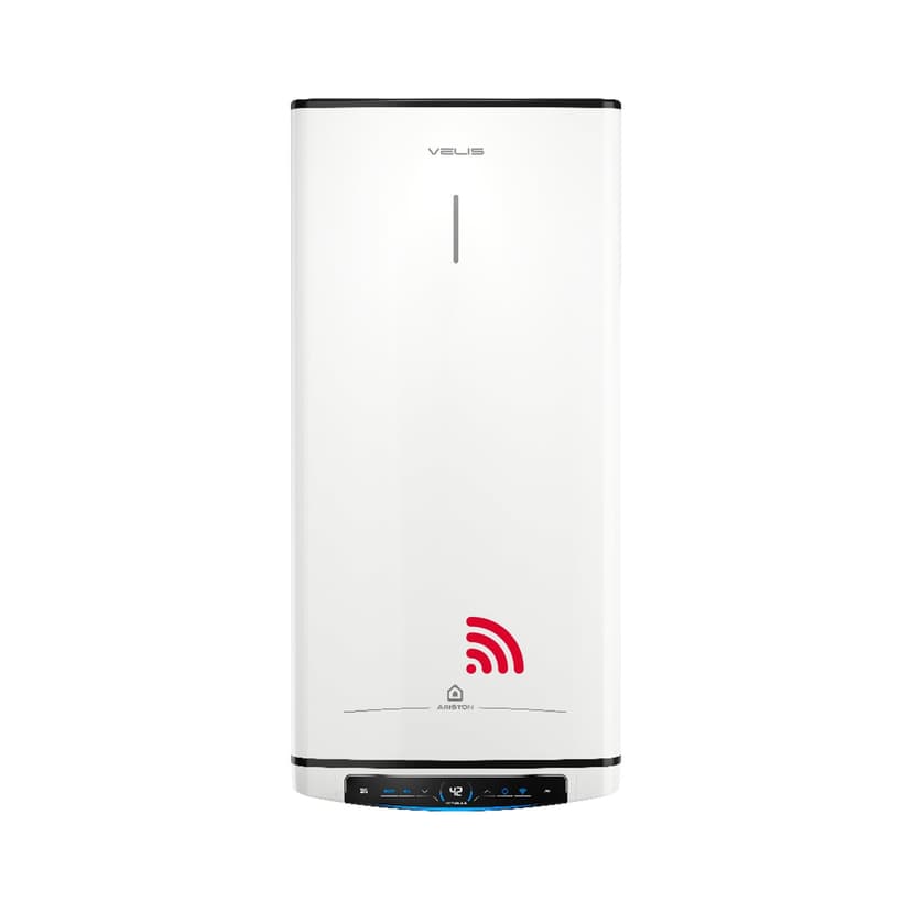 Ariston Velis Pro Wifi Electric Water Heater Low Power Consumption Multiple Positions 100L Flat with Wi-Fi and ECO EVO Function, 127.2 x 27.5 x 51.1 cm, for Installation in Spain - 1