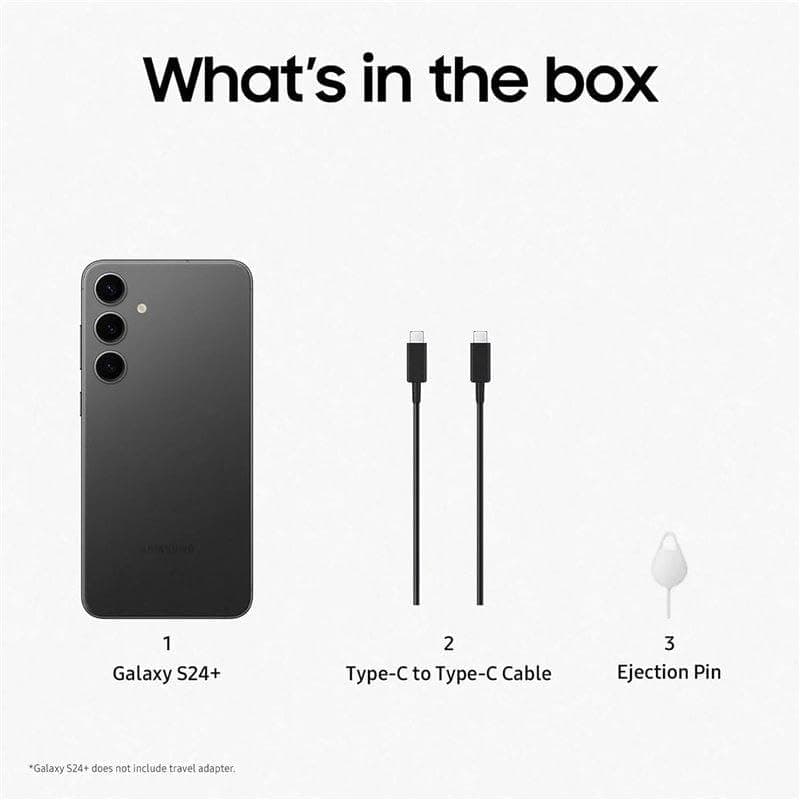 Samsung Galaxy S24+ 6.7-inch Quad HD+ Dynamic AMOLED 2x Screen Dual SIM 5G USB-C 12GB 512GB 4900mAh Triple 50MP/12MP/10MP Main 12MP Front Cameras Smartphone - Onyx Black - SM-S926BZKGEUB - 5