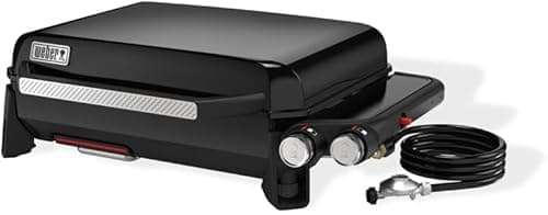 Weber Slate GP 56 cm Premium Plancha Grill / 2 Burners, Even Heat to the Rim, Up to 260 °C, Porcelain Enamelled Non-Stick Grill Surface (56 x 41 cm), Height-Adjustable Feet, Black