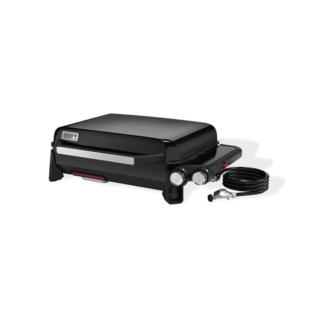 Weber Slate GP Plancha Premium 56 cm / 2 brûleurs, chaleur uniforme jusqu'au bord, jusqu'à 260 °C, surface de cuisson antiadhésive émaillée en porcelaine (56 x 41 cm), pieds réglables en hauteur, noir