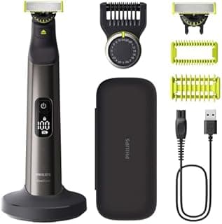 Philips OneBlade Pro 360 Authentique Visage + Corps - Tondeuse à barbe électrique, rasoir et tondeuse, 1 lame 360, 1 sabot avec 14 hauteurs de coupe, 1 kit Corps, 1 socle de charge, QP6652/30