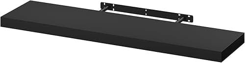 WOLTU Floating Shelves, Black Floating Shelves for Wall with Strong Bracket,Ideal Home Decor Accessories for Bedroom,Living Room,Office,Bathroom,Kitchen,Wood,90cm RG9370sz-UK