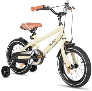 Stitch 14 16 18 Inch Children's Bicycle for 3 4 5 6 7 8 Years Boys & Girls, Unisex Children's Bicycle with Stabilisers, 85% Assembled, Blue/Beige/Green/Pink - 1
