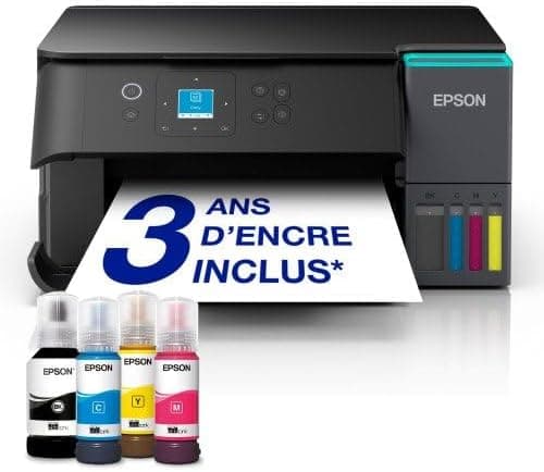 Epson EcoTank ET-2950 Imprimante à Réservoirs D’Encre | Maison & Petit Bureau | Wi-FI | A4 | Imprimer, Copier, Numériser | Écran LCD 3,7cm | Impression Recto Verso Auto | Jusqu’à 3 Ans d’Encre Inclus - 1