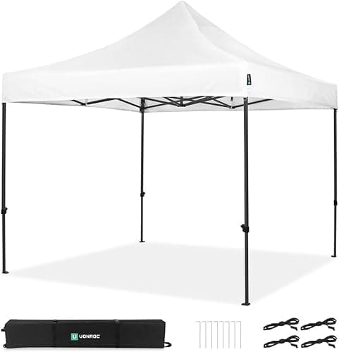 VONROC Easy-Up Gazebo 3 x 3 m – Waterproof Garden Tent, UV Protection 50+, Steel Frame, Bag with Wheels – Modular and Expandable
