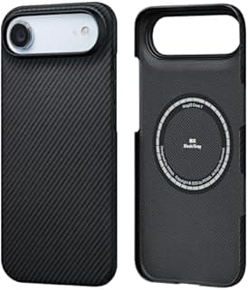 pitaka Coque Magnétique pour iPhone Air en Fibre Aramide de Qualité Aéronautique Housse Compatible avec Magsafe Étui Mince et Léger avec Protection Caméra et écran [Ultra-Mince] Noir/Gris