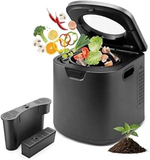 NutriChef Electric Kitchen Composter – Indoor Food Waste Composter Bin, Odourless Countertop Design, Carbon Filter System, Quiet Operation, Home Composting Solution, Grey - 1