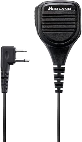 Midland - MA25-L 2 Pin Microphone and Speaker for Walkie Talkie, Rotating Shoulder Mic Compatible with G7 PRO, G9 PRO, XT and XT PRO Series, Airsoft and Security Guard Accessories, Crystal Clear Audio
