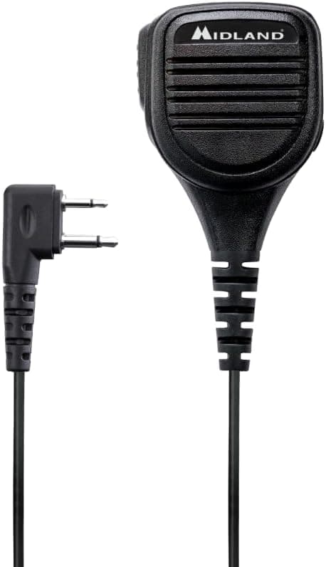 Midland - MA25-L 2 Pin Microphone and Speaker for Walkie Talkie, Rotating Shoulder Mic Compatible with G7 PRO, G9 PRO, XT and XT PRO Series, Airsoft and Security Guard Accessories, Crystal Clear Audio - 1
