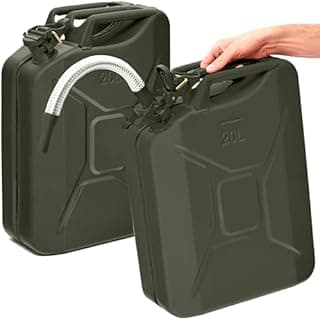 BW® Metal Fuel Can 2 x 20 Litres with Spout Bronze Green …