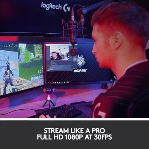 Logitech C922 Pro Stream Webcam, HD 1080p/30fps Or HD 720p/60fps Hyperfast Streaming, Stereo Audio, HD Light Correction, Autofocus, For YouTube, Twitch, XSplit, PC/Mac/Laptop/Macbook/Tablet - Black - 10