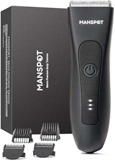 MANSPOT Tondeuse Corps Homme, Tondeuse Intime Homme Étanche IPX7 Wet & Dry, Rasoir Electriques avec Lame en Céramique Hypoallergénique, Rasoir Corps pour Aisselles, Corps, Partie Intimes - 1