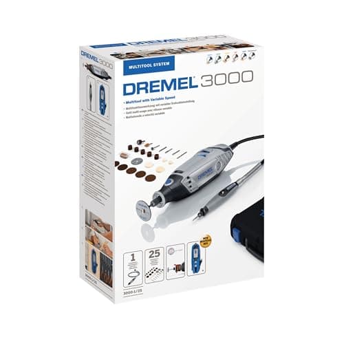 Dremel 3000 Outil Rotatif Multifonction 130W avec 1 Adaptation 25 Accessoires, Vitesse Variable 10000-33000 tr/min pour Découper, Poncer, Percer, Nettoyer, Sculpter, Polir, Graver, Meuler - 10