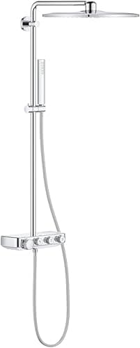 GROHE Euphoria SmartControl Cube 310 - Push Button Shower System with Cool Touch Thermostat (2 Spray Head 31 cm, 1 Spray Hand Shower, Horizontal 45 cm Shower Arm, Hose 1.75 m), Chrome, 26508000