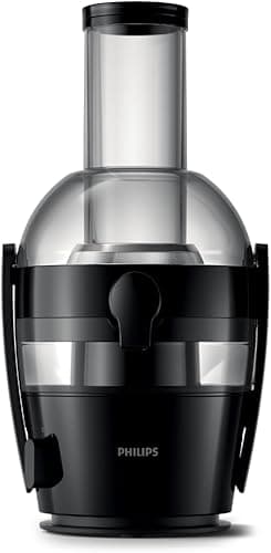 Philips Centrifugeuse Série 3000 - Extracteur de Jus avec cheminée XL 75mm, Technologie QuickClean, Capacité 2 L, Puissance 800W, Facile à assembler et rincer, Jus lisse sans pulpe, noir (HR1856/70)