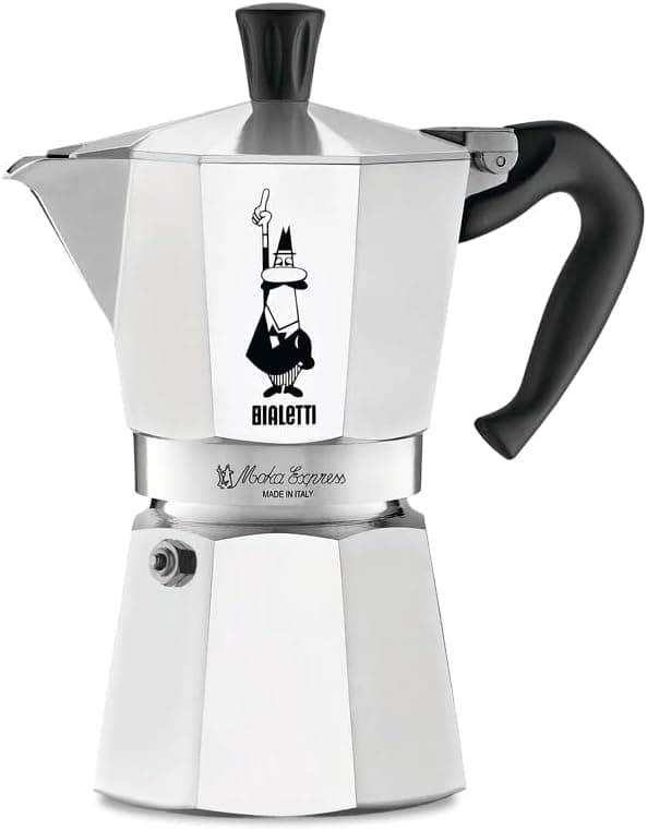 Bialetti Moka Express Caffettiera in Alluminio, 6 Cups, Acciaio Inossidabile, Argento,270 milliliters, Silver - 1
