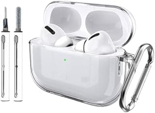 Fitudoos Compatible avec AirPods Pro 3 Coque,Témoin LED Visible,en TPU Coque Protection Antichoc,avec Porte-clés et Stylo de Nettoyage.(Transparent)