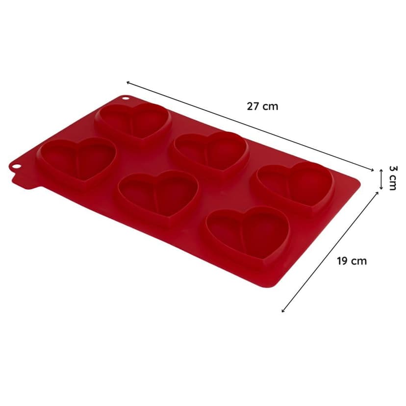 CECOA Silicone Mould with 6 3D Hearts - 7