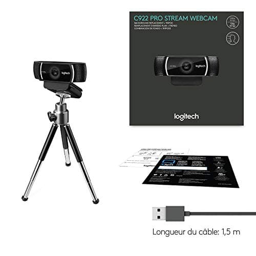 Logitech C922 Pro Stream Webcam, Streaming Ultrarapide HD 1080p/30ips/HD 720p/60ims, Audio Stéréo, Correction HD, Mise au Point Automatique, Youtube, Twitch, Camera PC/Mac/Portable/Macbook/Tablette - 12