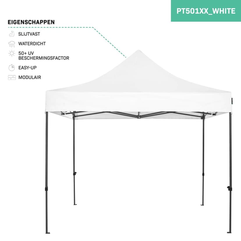 VONROC Easy-Up Gazebo 3 x 3 m – Waterproof Garden Tent, UV Protection 50+, Steel Frame, Bag with Wheels – Modular and Expandable - 5