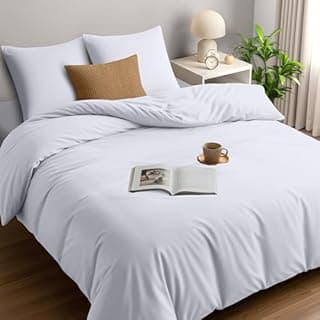 Utopia Bedding Bedding Set 155x220 - Microfiber Duvet Cover 155x220 cm + 2 Pillowcases 80x80 cm - White
