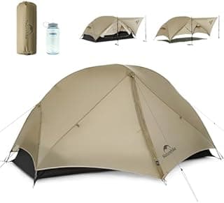 Naturehike Mongar UL Tent [2025 Upgrade] 1.5kg/3.3lb Ultralight Tents,1/2 Person Backpacking Tent,4 modes of use, Waterproof,Hiking tents for Camping with Front Porch,Easy Set up (Khaki, 2 person) - 1